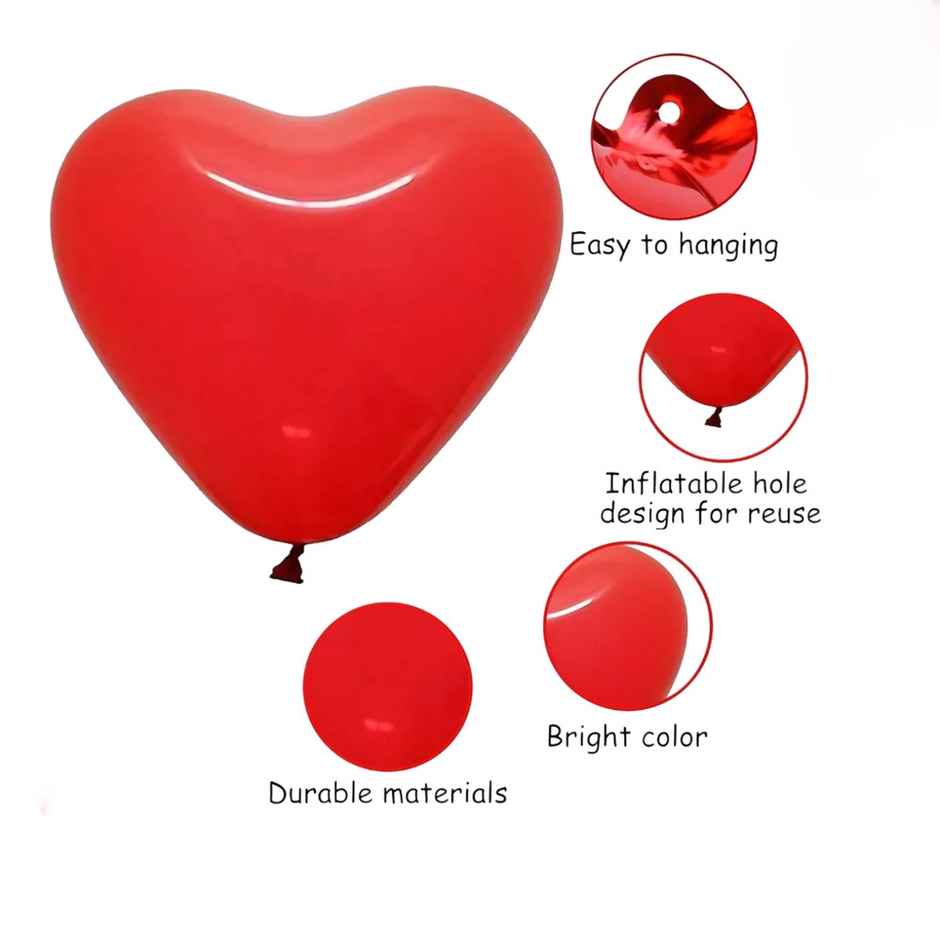 Heart Balloons for Decoration | Medium | Pack of 30 | Picfest