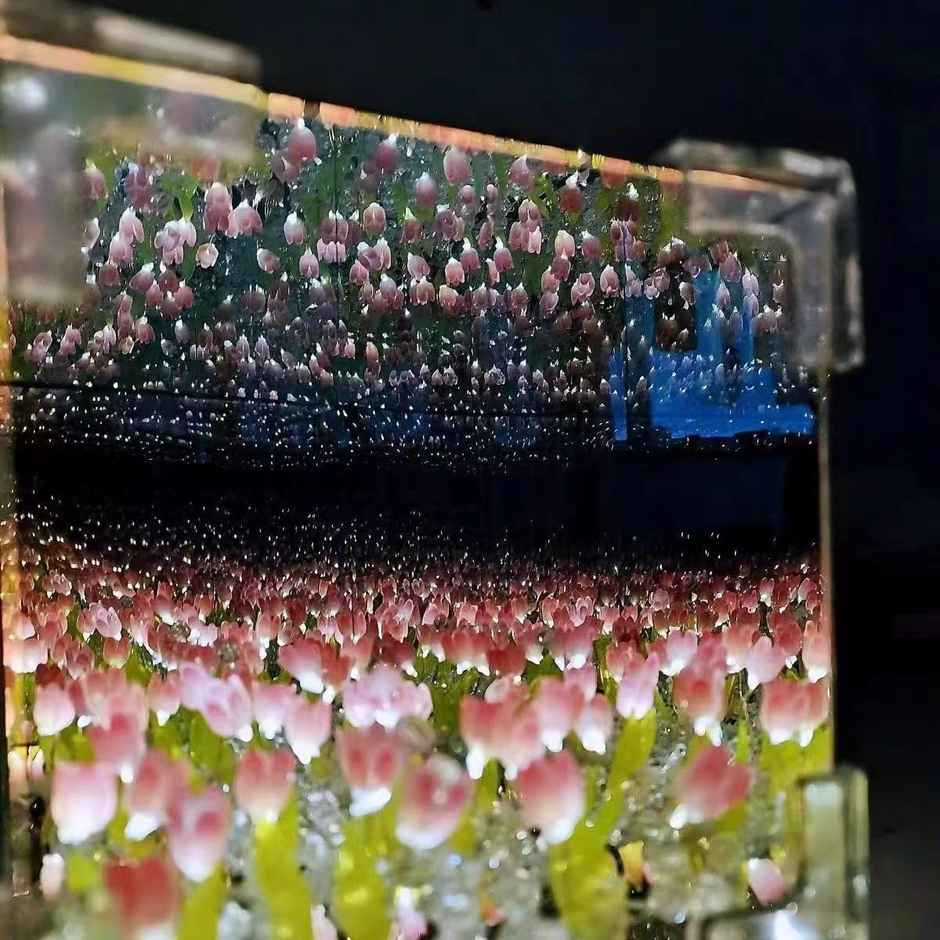 Desidiya Diy Tulip Cube Mirror Lamp Led Flower Lights, 2-In-1 Mirror & Table Decor - 1 pc