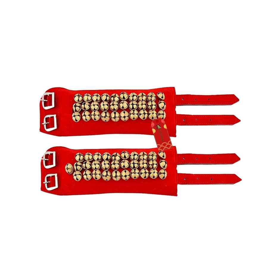 Uapan Brass Ghungroo Velvet Pad With Strip 3 Line Pair, 30+31