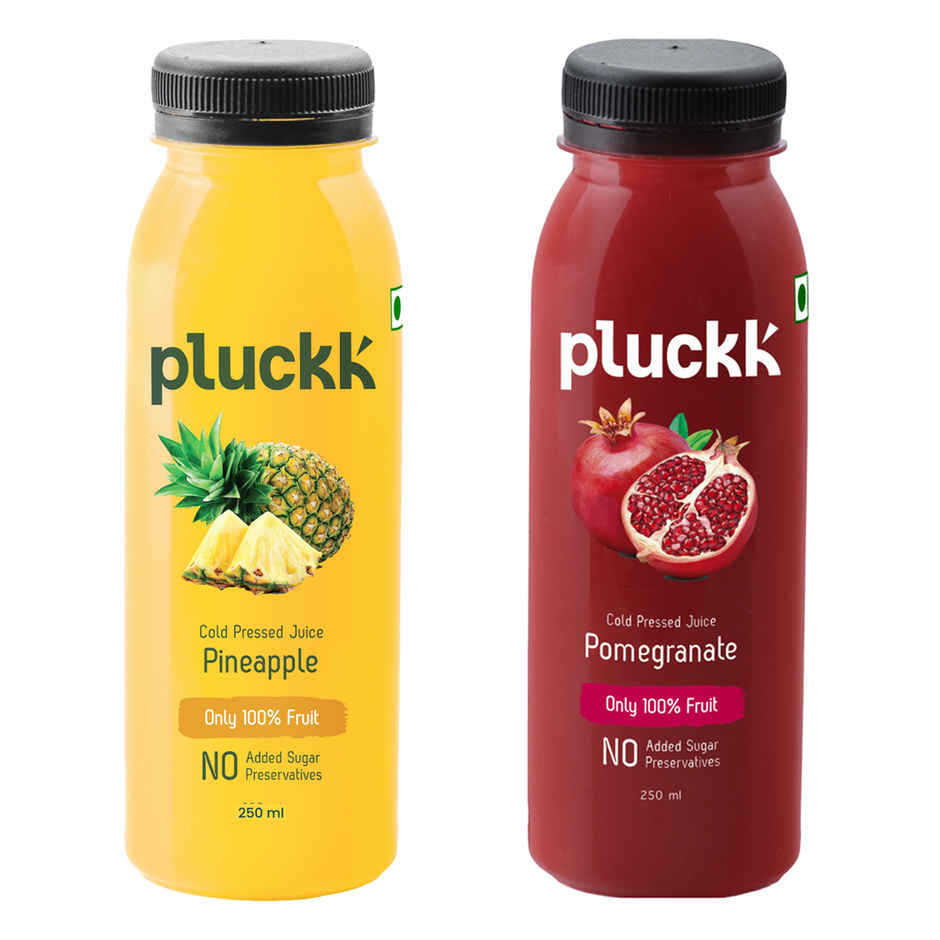 Pluckk Cold Pressed Pineapple Juice (250ml) & Pluckk Cold Pressed Pomegranate Juice (250ml) Combo