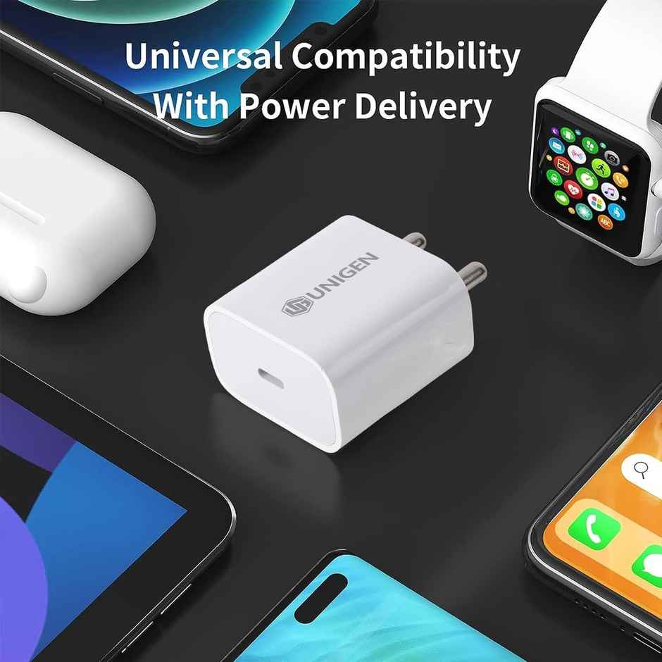 Unigen 20W Type-C Pd Wall Charger Fast Charging Adapter For Smartphones | Tablets | Smartwatch