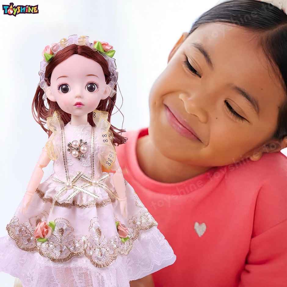 Toyshine Cute Doll with 3D Eyes & Beautiful Wedding Dress | With Movable Joints | 12 Inch | White