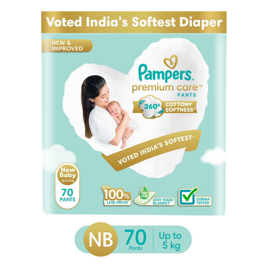 Pampers Premium Care Baby Diapers | Pant Style | NB | 70 pcs