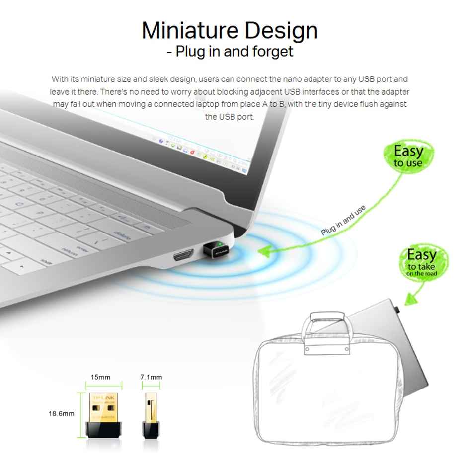 TP-Link TL-WN725N 150Mbps Wireless Network Nano USB Adapter for PC - Black