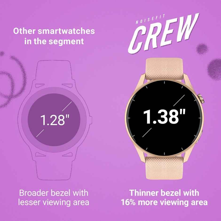 Noise Crew Smartwatch with Bluetooth Calling Women's Edition | 1.38" TFT Display | IP68 Water Resistance - Jet Black
