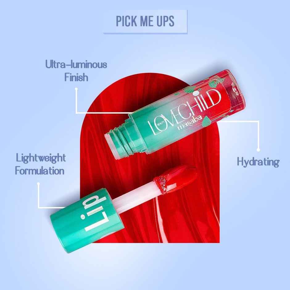 LoveChild Masaba Lip Gloss Gelato Tinted Lip Oil | Pink | Raspberry Rose | Hydrating & Nourishing