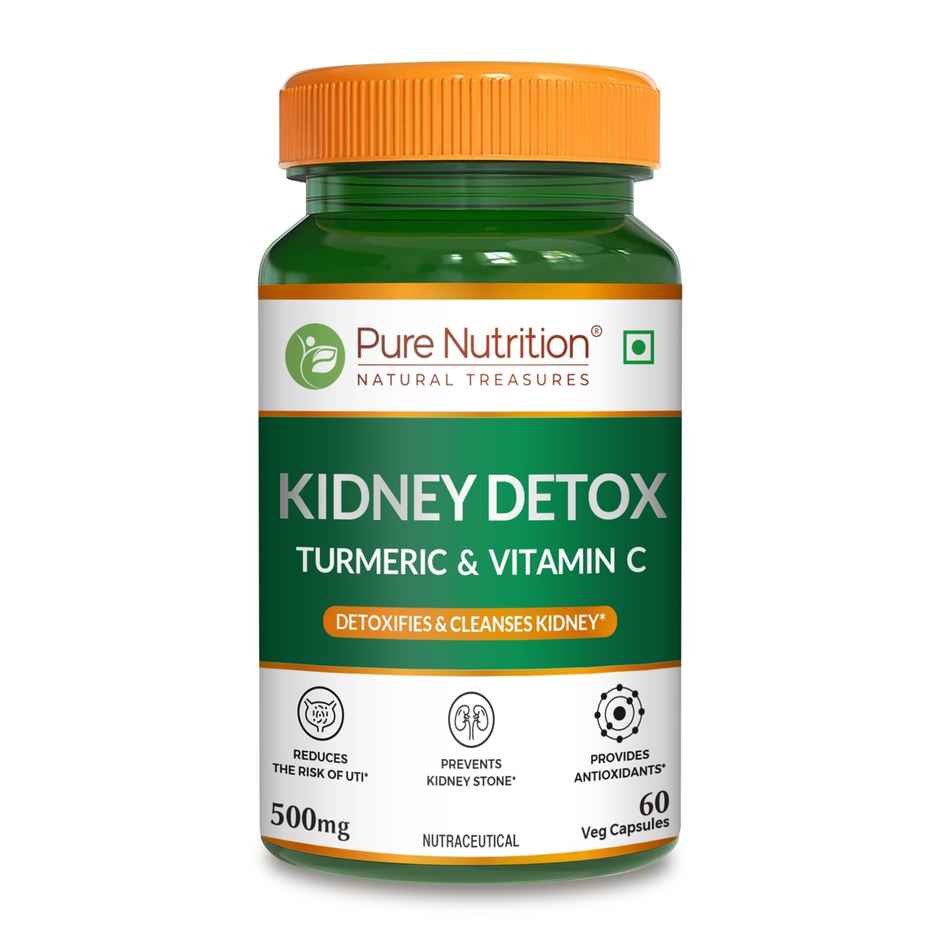 Pure Nutrition Kidney Detox with Punarnava Gokhru Turmeric & Rosehip Extracts - 60 VEG Capsules