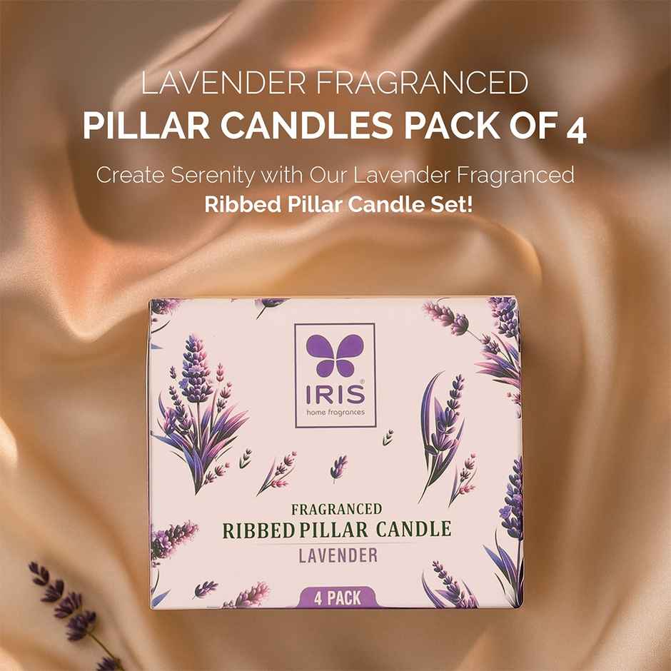 Scented Pillar Candles | Lavender | Pack of 4 | Home Decor | IRIS