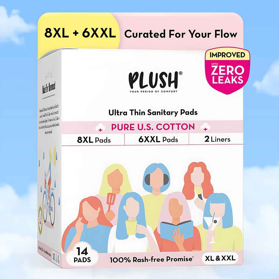 Plush Ultra Thin 8 XL + 6 XXL Sanitary Pads | Assorted Pack