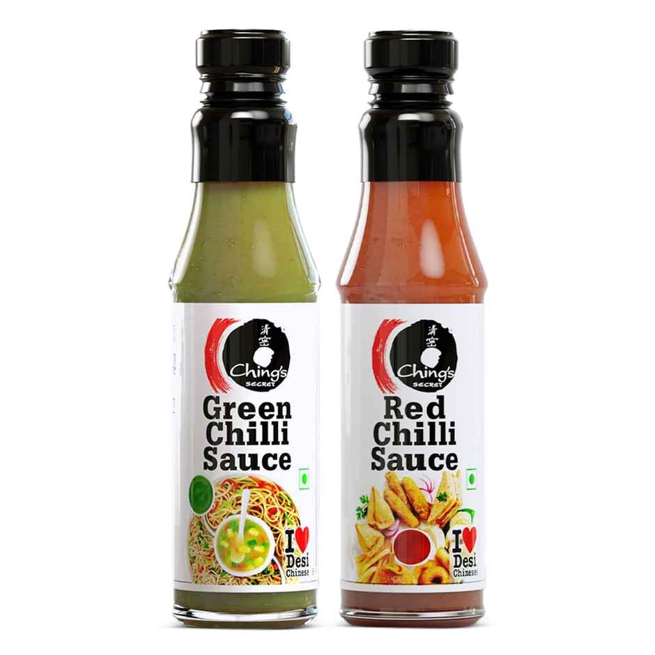 Ching's Secret Red Chilli Sauce (200 g) & Ching's Secret Green Chilli Sauce (190 g) Combo