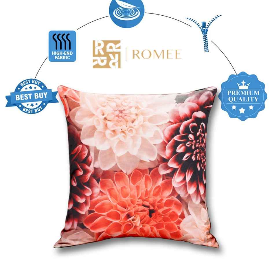 Romee Soft Jute Floral Print Throw Pillow | Cushion Covers 40 x 40cm Set of 5 | Multicolor