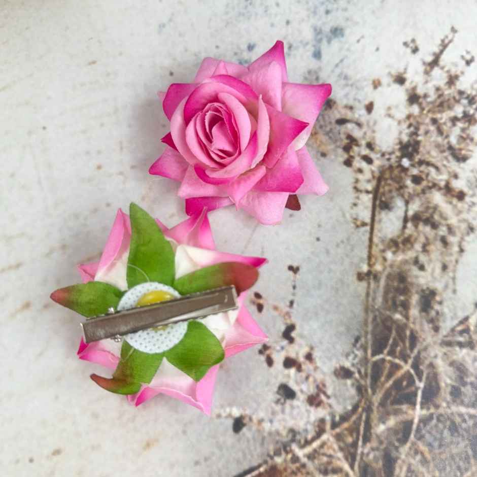 The Opal Factory Hair Accessories | Rose Flower Pin | Set of 2 | Pink