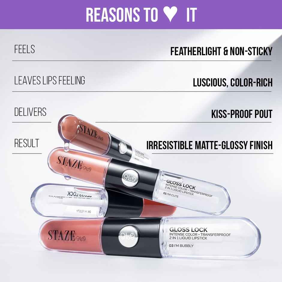 Staze 9to9 Gloss Lock 2-in-1 Liquid Lipstick | 04 I'm Shy