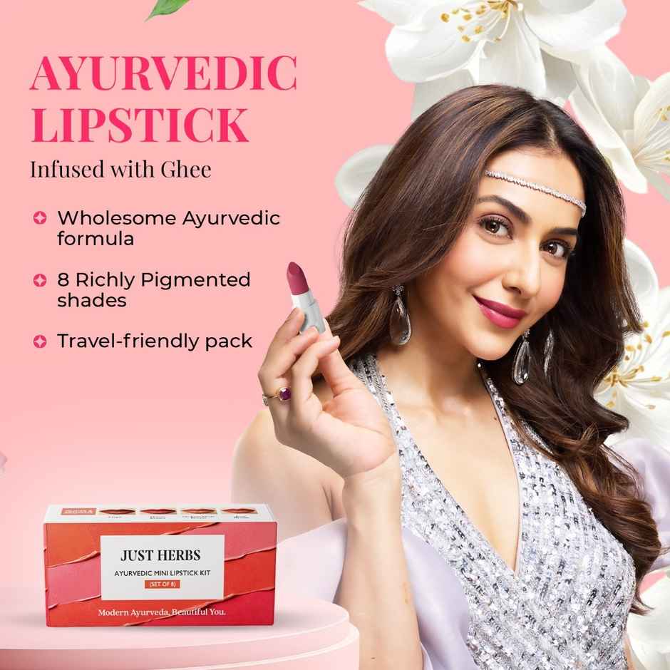 Just Herbs Ayurvedic Micro Mini Kit | Matte Lipsticks Long Lasting Travel Friendly