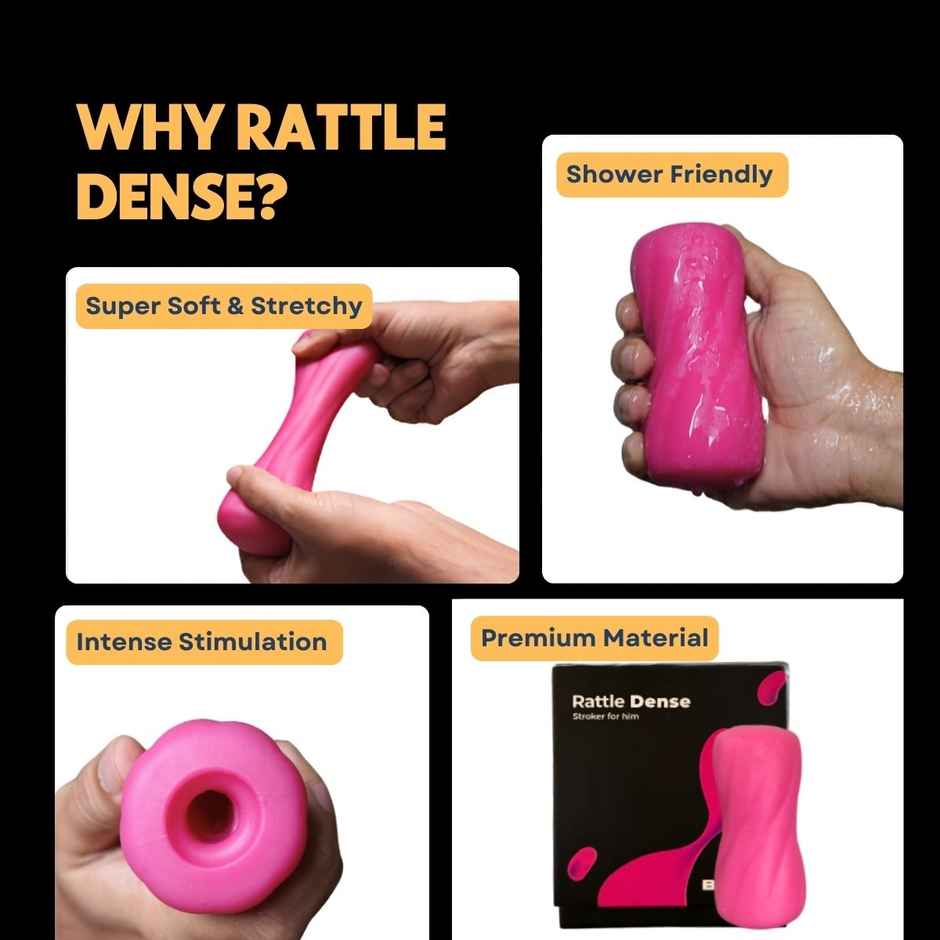 Boldedge Rattle Dense Sleeve Stroker Massager - Strawberry Lubricant