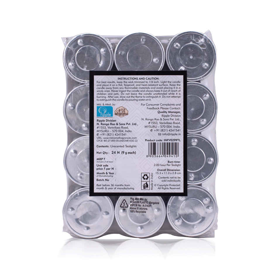 Unscented Tea Lights | Pack of 24 | IRIS