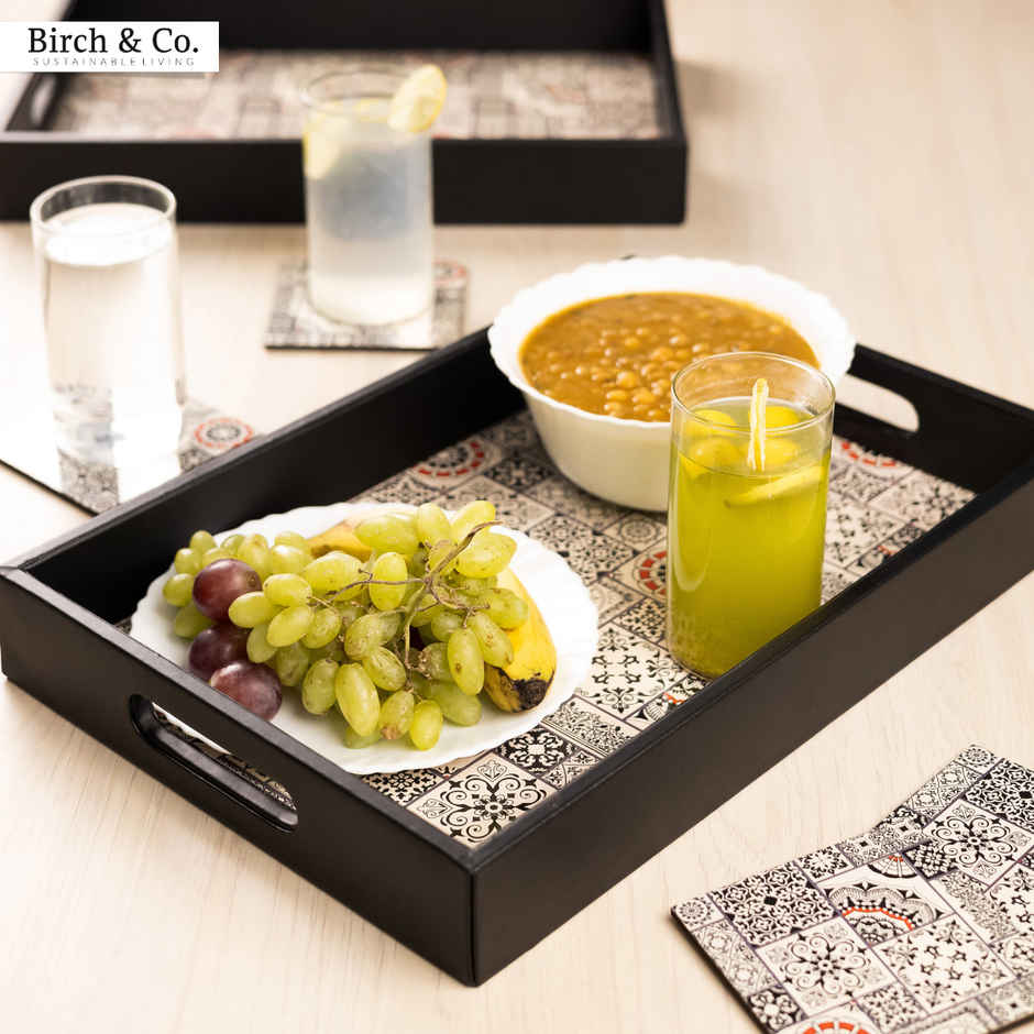 Birch & Co. Serving Tray - Indus With Four Free Matching Coasters