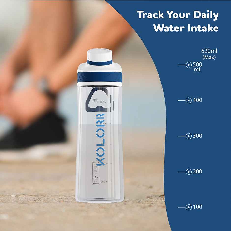 Kolorr Zest 620 ml Bottle | Blue & White | Ideal for Travel & Everyday Hydration