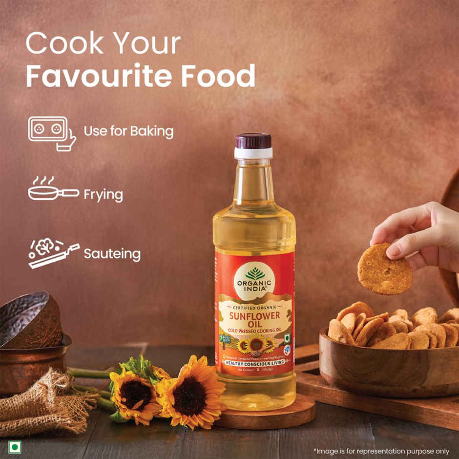 A TATA Product - Organic India Sunflower Oil | Sunflower Seeds Extracted Cold Pressed Oil