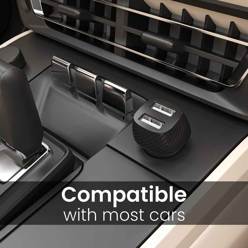 Portronics Car Power 5 12W Fast Car Charger Comes with Micro USB Cable - Black