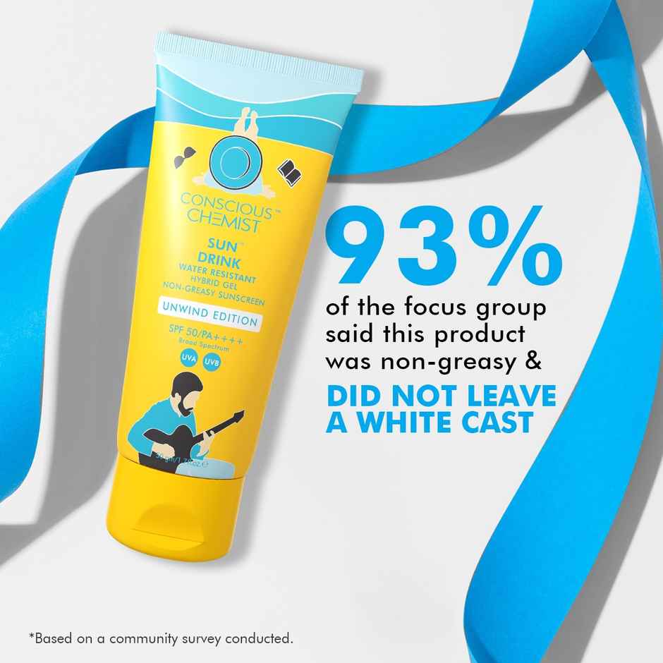 Conscious Chemist Unwind Edition Sun Drink With Water Resistant Gel Sunscreen SPF 50 PA++++
