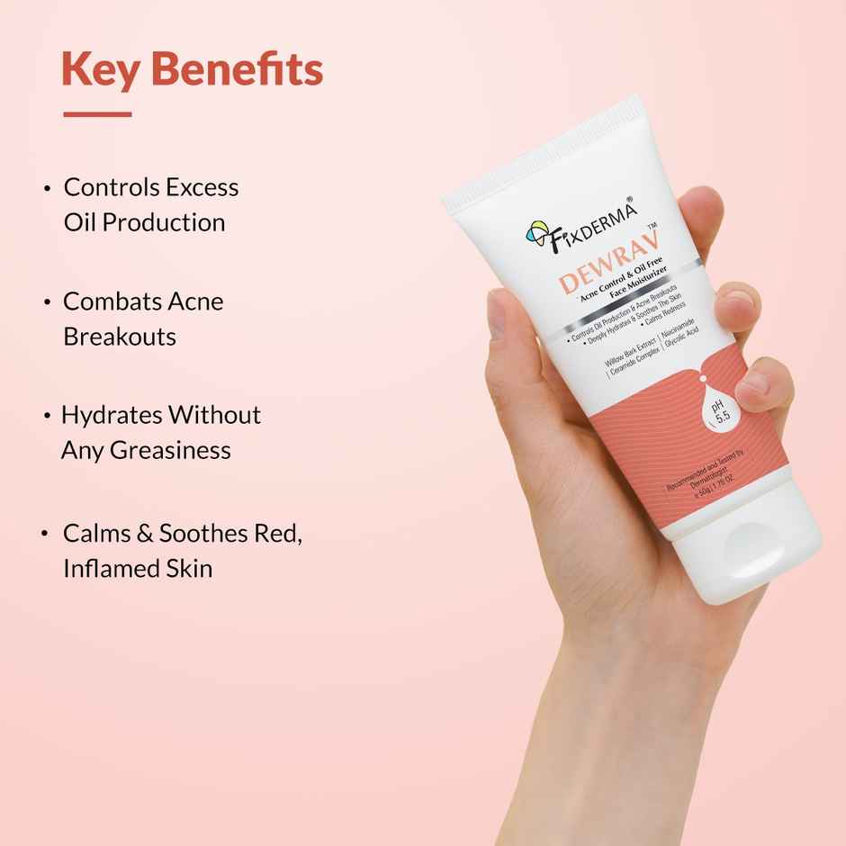 Fixderma Durave Radiance, Brightening & Oil Free Face Moisturizer With Probiotics, Aloe Vera(50gms) & Fixderma Durave Acne Control & Oil Free Moisturizer For Face With Glycolic Acid(50gms) Combo