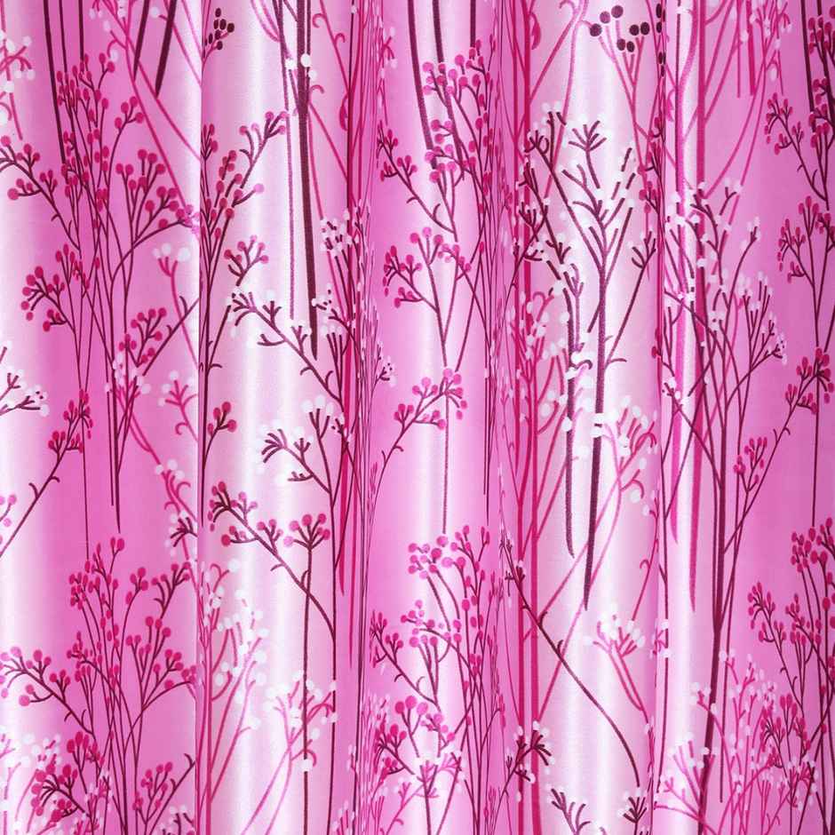 Romee Leafy Printed Polyester Door Window Curtain 7 feet Set of 2 | Purple