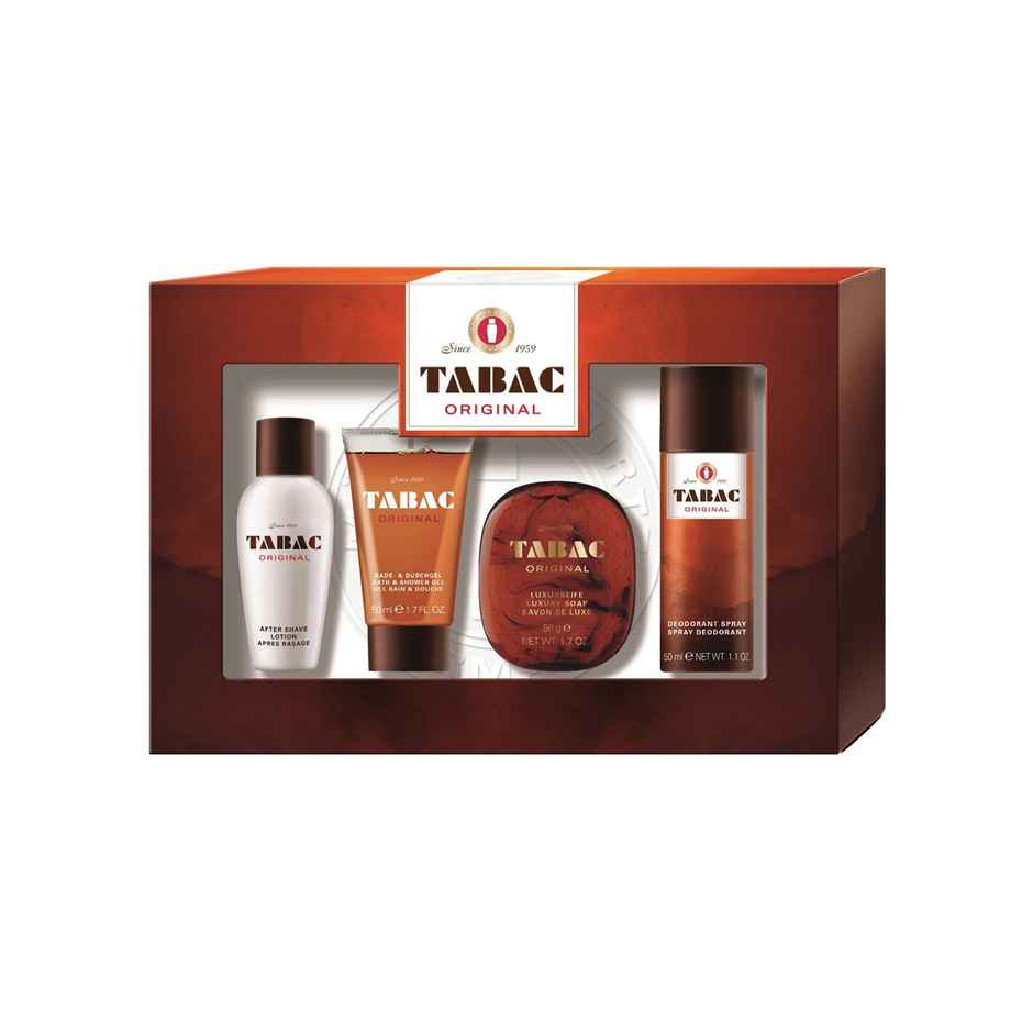 Tabac Original Quattro Mini Set Deo, Soap ,Bath, Shower Gel, After Shave Lotion