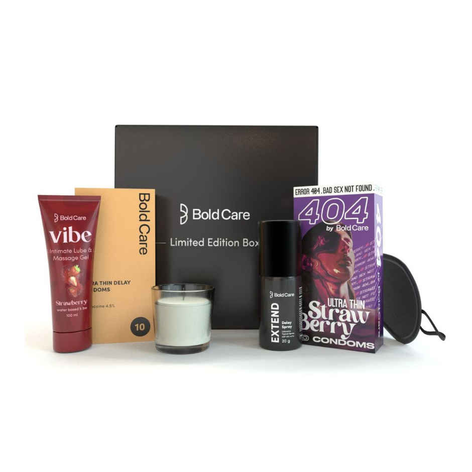Bold Care Limited Edition Honeymoon Gifting Pack For Him & Her - Strawberry Flavour(1pc), Cadbury Dairy Milk Silk Oreo Chocolate Bar Valentine's Gift Pack(130gms) & Beardo Godfather Perfume Edp(100ml) Combo