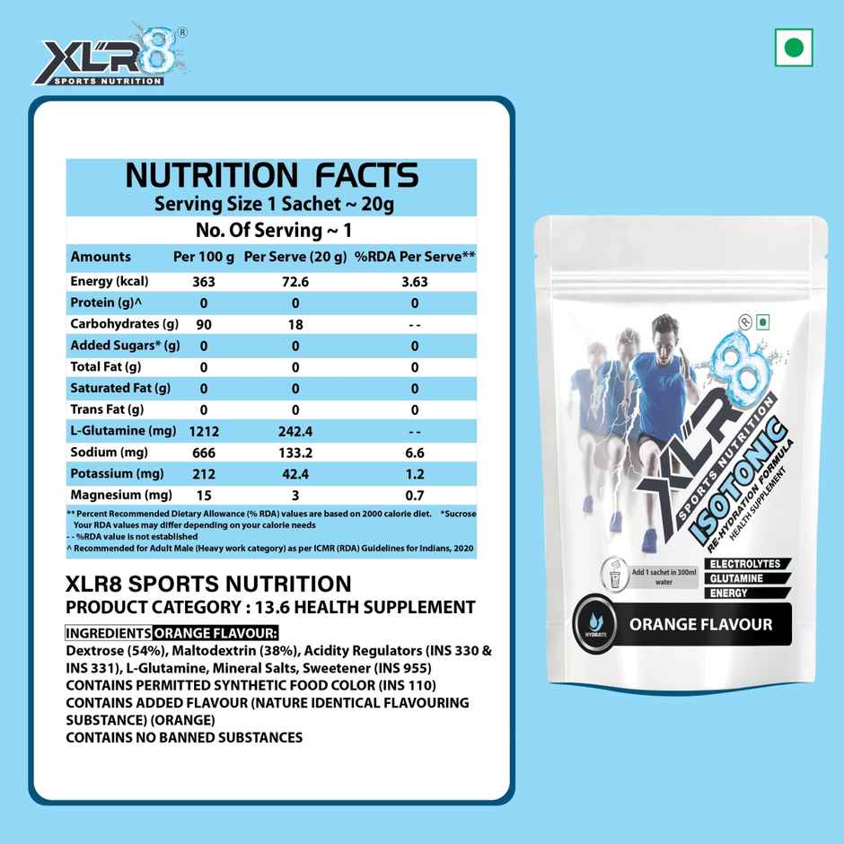XLR8 Sports Nutrition Orange Energy Drink