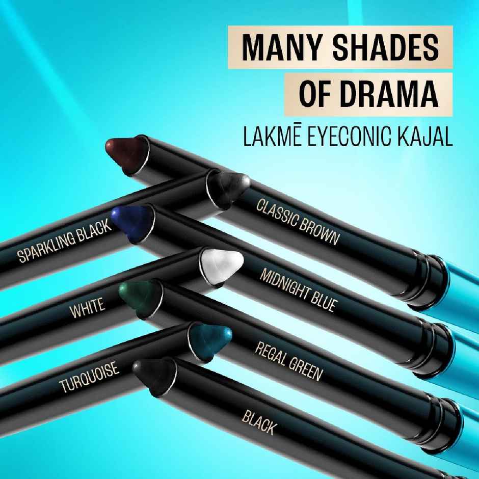 Lakme 9 to 5 Eyeconic Kajal, Smudgeproof, Waterproof, lasts upto 24 Hrs, Black