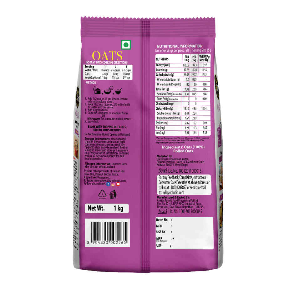 Disano Rolled Oats 100% Whole Grain