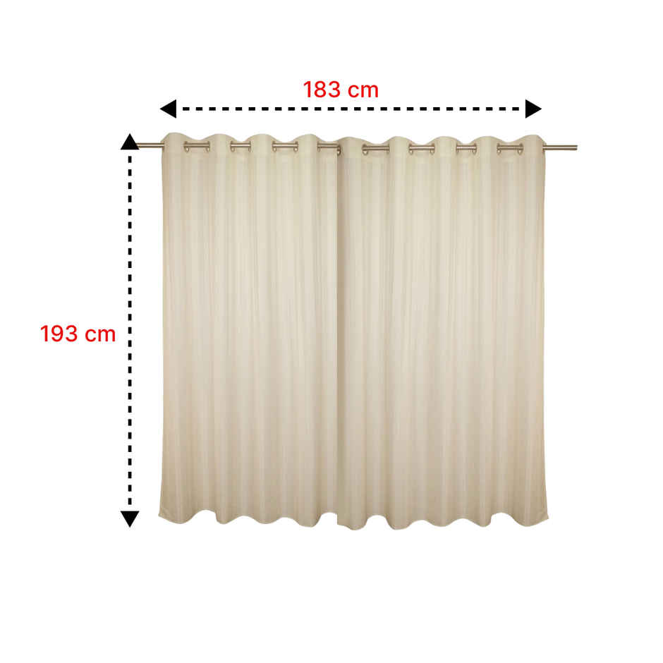 Lushomes Shower Curtain - Cream | Striped | Polyester | 10 Metal Eyelets | 6 x 6.5 ft
