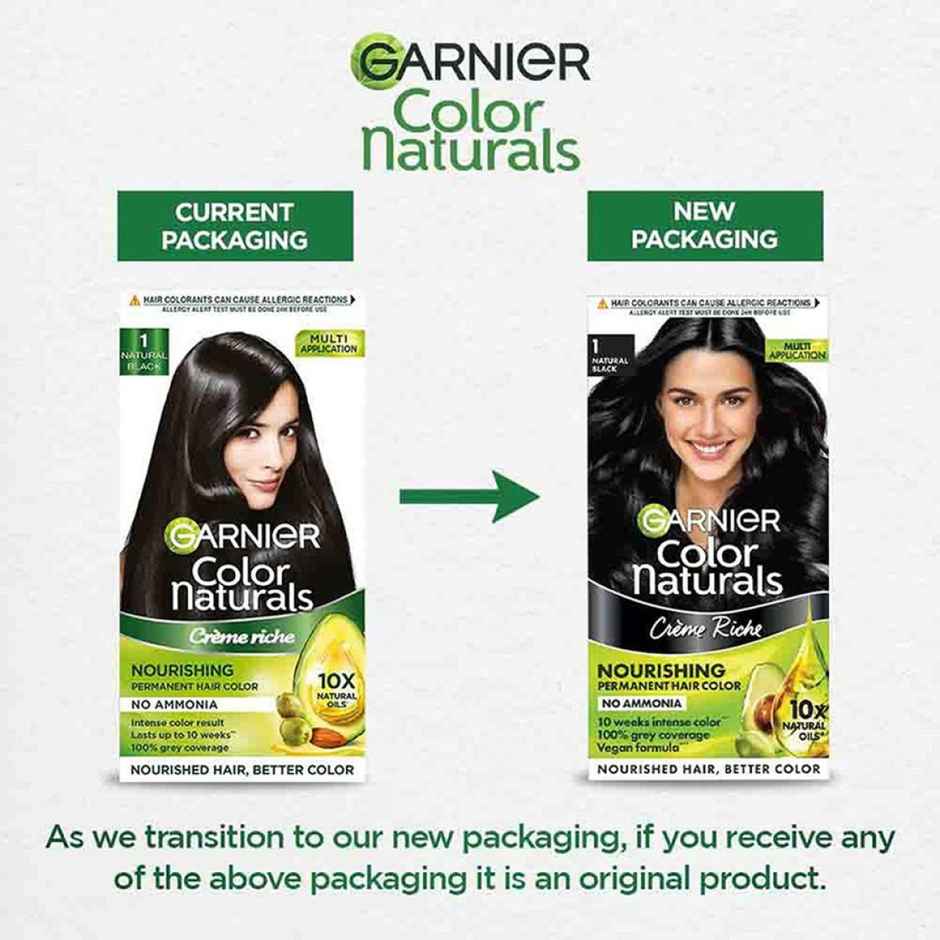 Garnier Color Naturals Long-Lasting Creme Hair Color | Natural Black - Shade 1