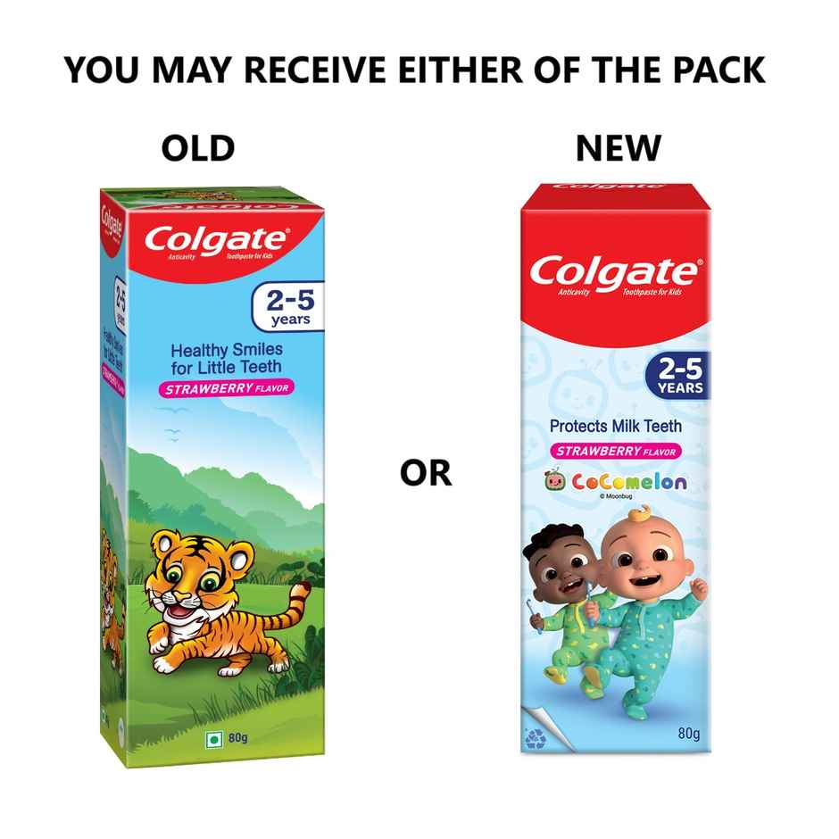 Colgate Kids Cocomelon Toothpaste for 2-5 Years, Cavity Protection of Milk Teeth (Strawberry)
