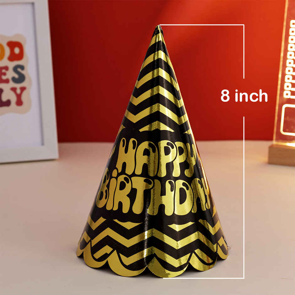 Gold Silver Party Hats | Birthday Celebration Caps Set | Pack of 5 | Propcon | Party Decor