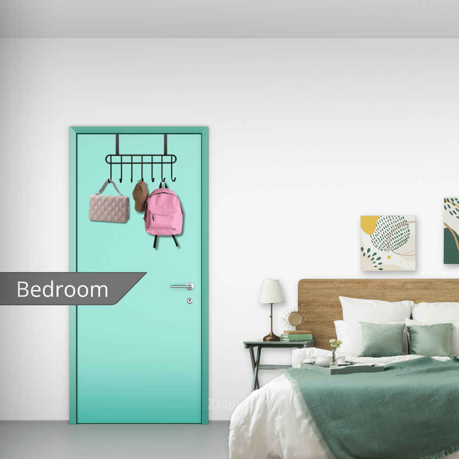 Zulaxy Over-the-Door Cloth Hanging Organizer with 7 Hooks for all Doors | Black