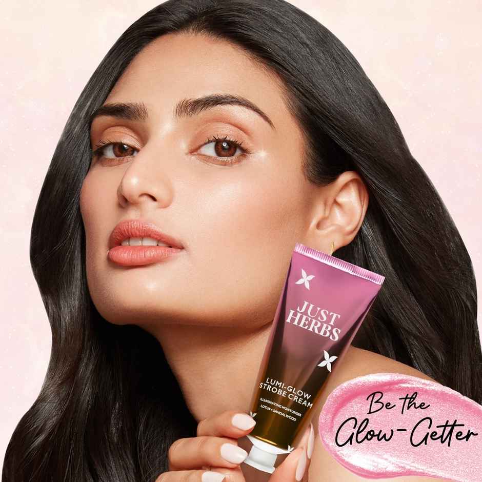 Just Herbs Lumi Glow Strobe Cream | Dewy Glow | Non Greasy Moisturizer Moonlight Gleam
