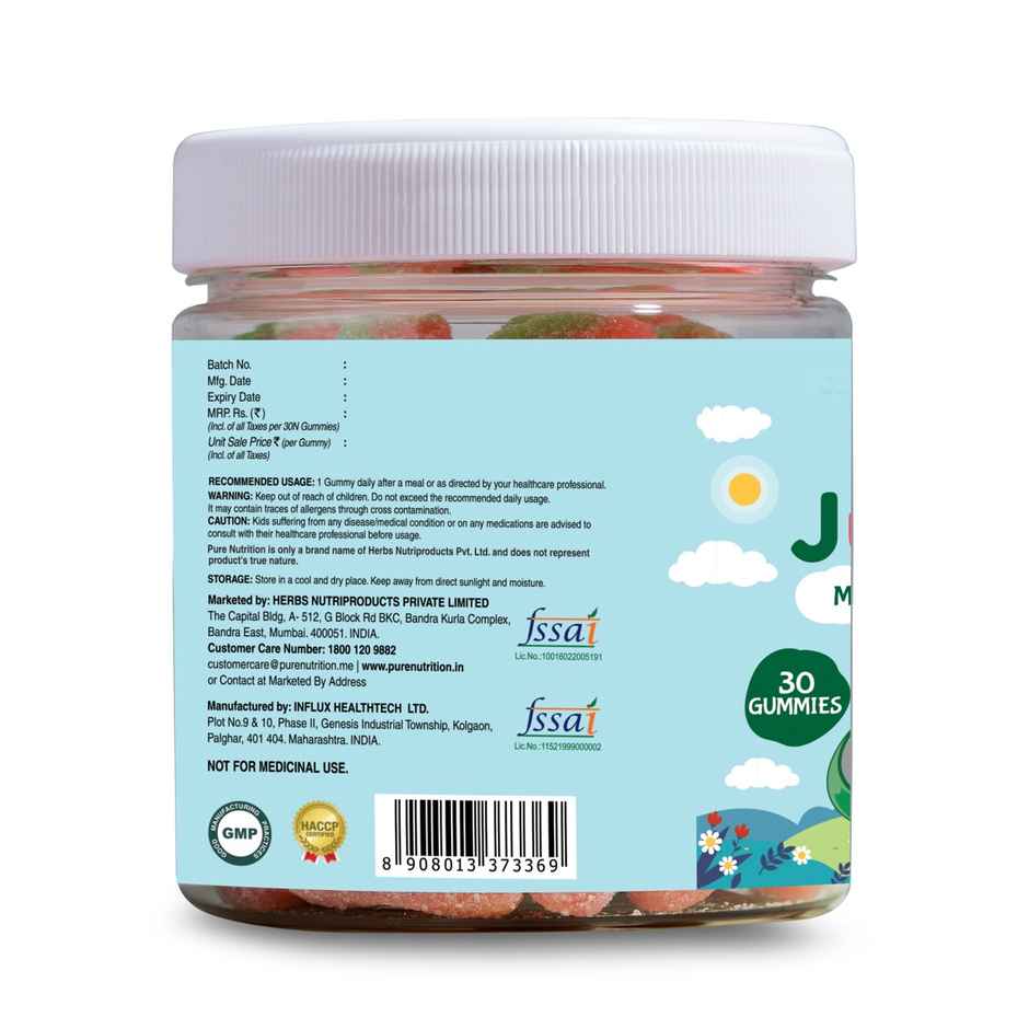 Pure Nutrition Kids Multivitamin Gummies with Ashwagandha Vitamin B & Lysine -Strawberry Flavor