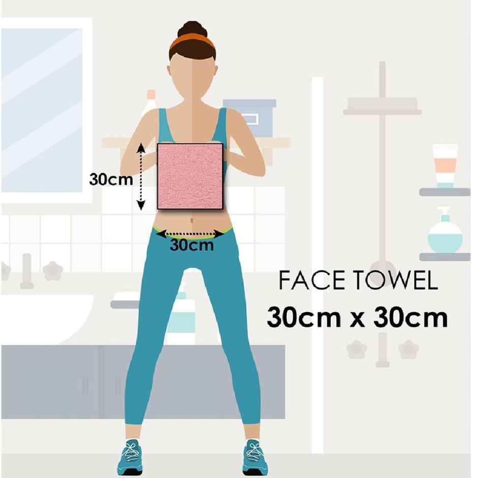 Story@Home 100% Cotton 450 6 pc Face Towel Blue Solid