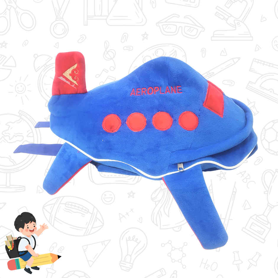 Toytales Blue Aeroplane Soft Toy Plush Bag | Bag For Kids| | Picnic Bag | Toy For Boys