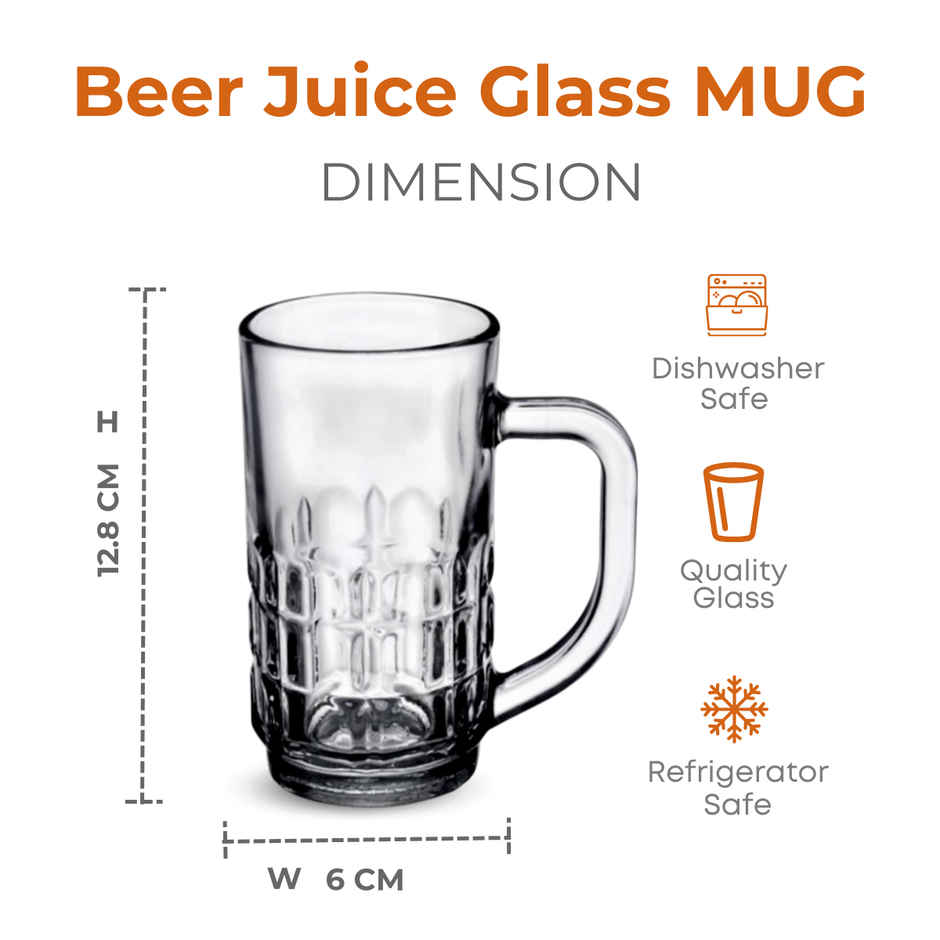 Fructose Beer Juice Milkshake Mug Set | 290 ml Each | 6 pcs | Yera Glassware