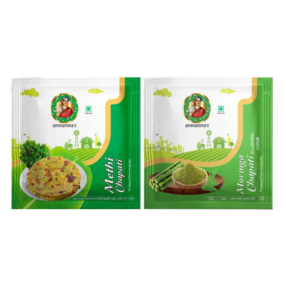Ammamma'S Methi Chapati (10pc) & Ammamma'S Moringa Chapati (10pc) Combo