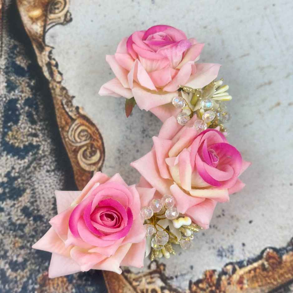 The Opal Factory Hair Accessories | 3 Rose Hair Veni | 1 Pc | Pink