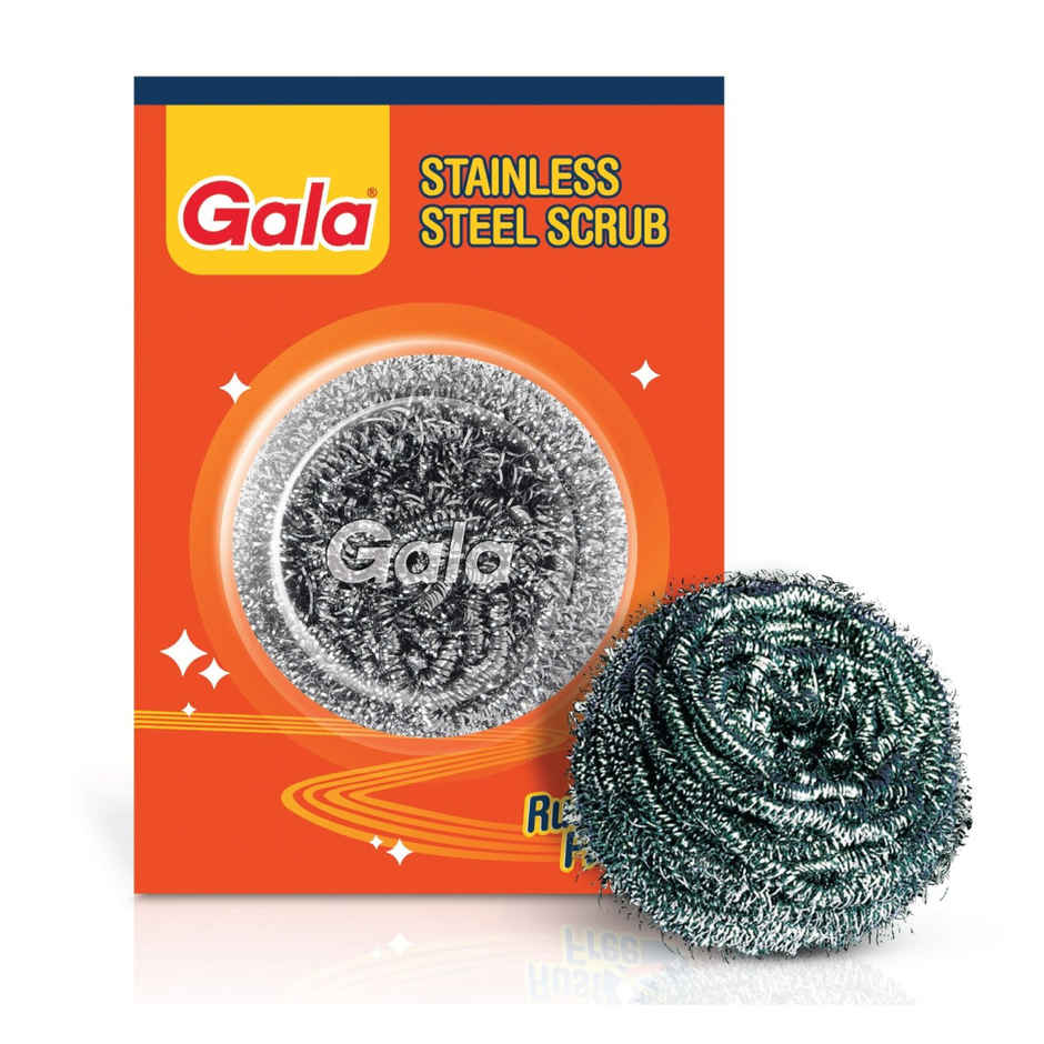 Gala Steel Scrubber Cleaner Home Everyday Scrub(1pc) & Sponge Wipe 3Pcs Set(1pc) Combo