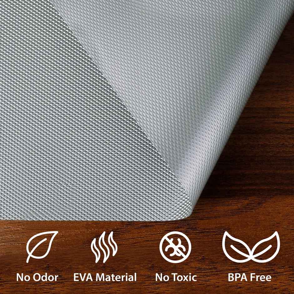 Story@home EVA Anti Slip Mat Diamond 1 Piece Shelf Liner Roll 3 Mtr 300 cm x 45 cm | Light Grey