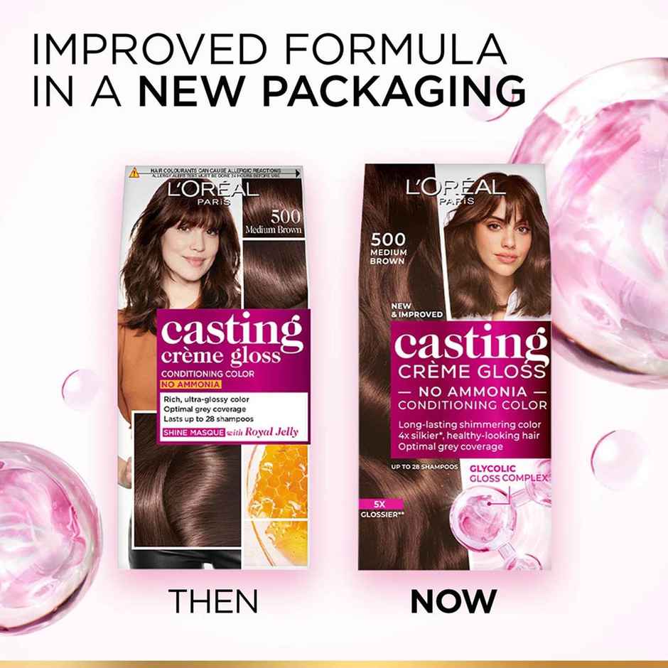 L'Oreal Paris Casting Creme Gloss Hair Color, Medium Brown 500