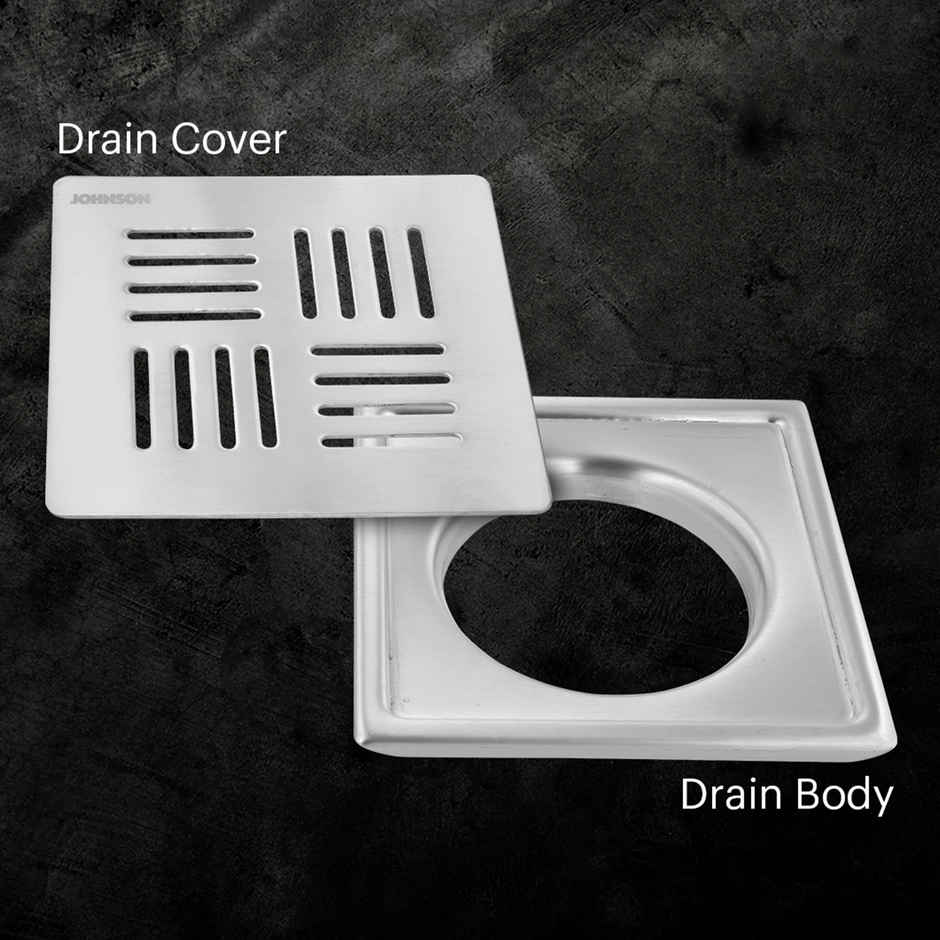 Johnson Ruby 5 x 5 Square Floor Drain With HoleSs304 Anti-Rust, Matt/ Satin Finish