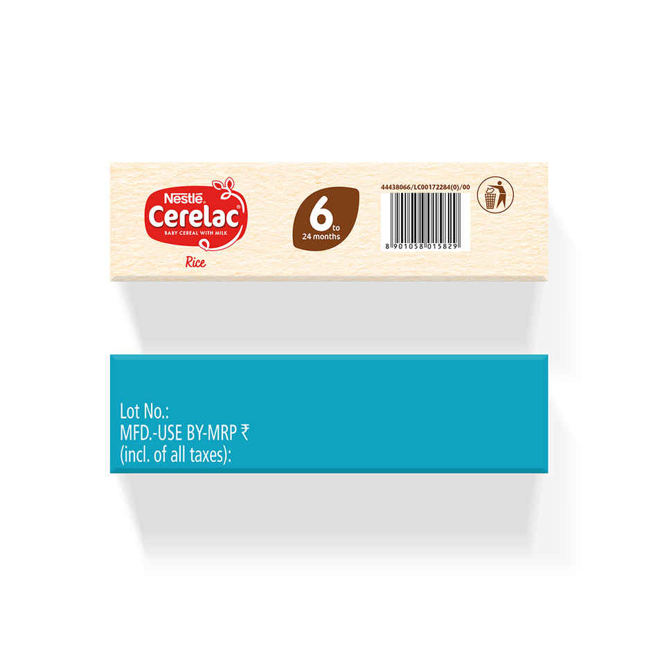 Nestle CERELAC Rice Baby Food Cereal, No Refined Sugar & No Preservatives, 6 to 24 Months