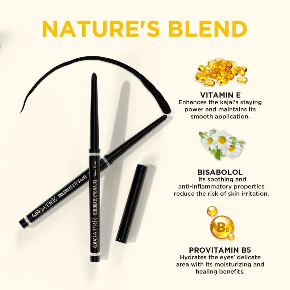 Orgatre Boldgaze Eye Kajal 24 Hour Lasting Easy Glide Smudge Proof Water Resistant